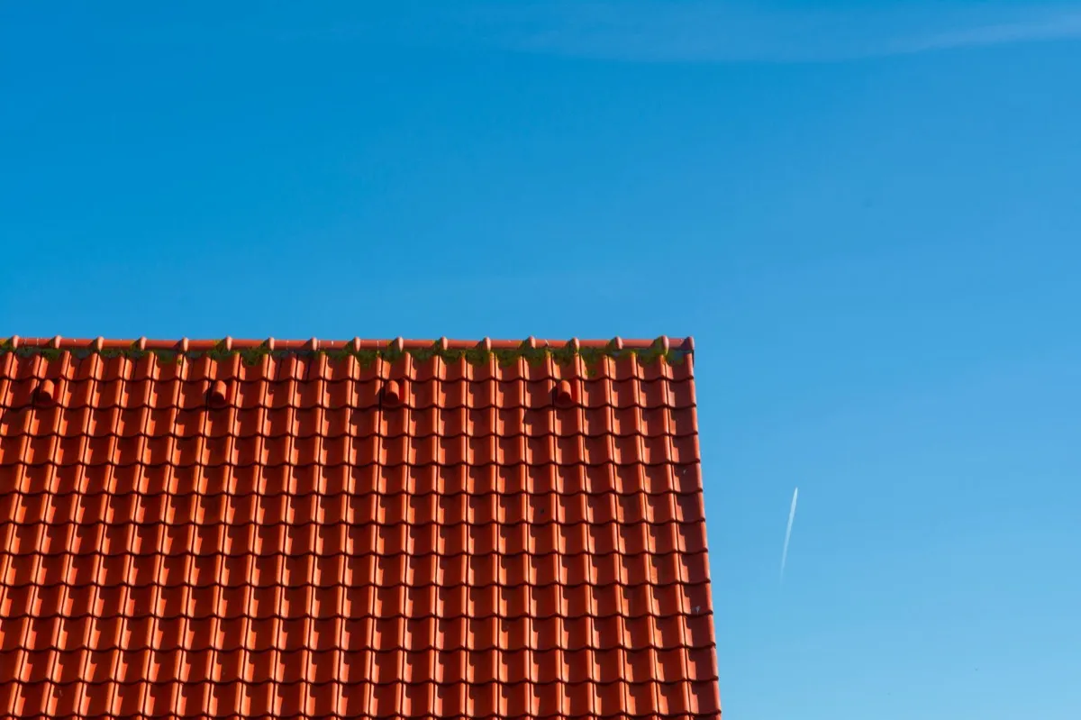 Tile roof gable in full sun, the kind of exposure that sets roof life in Pasco, WA